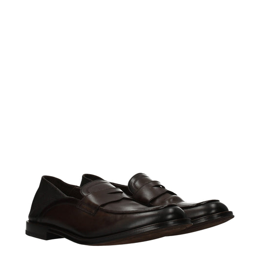 Officine Creative Men's Loafers in Leather Brown/Dark Brown