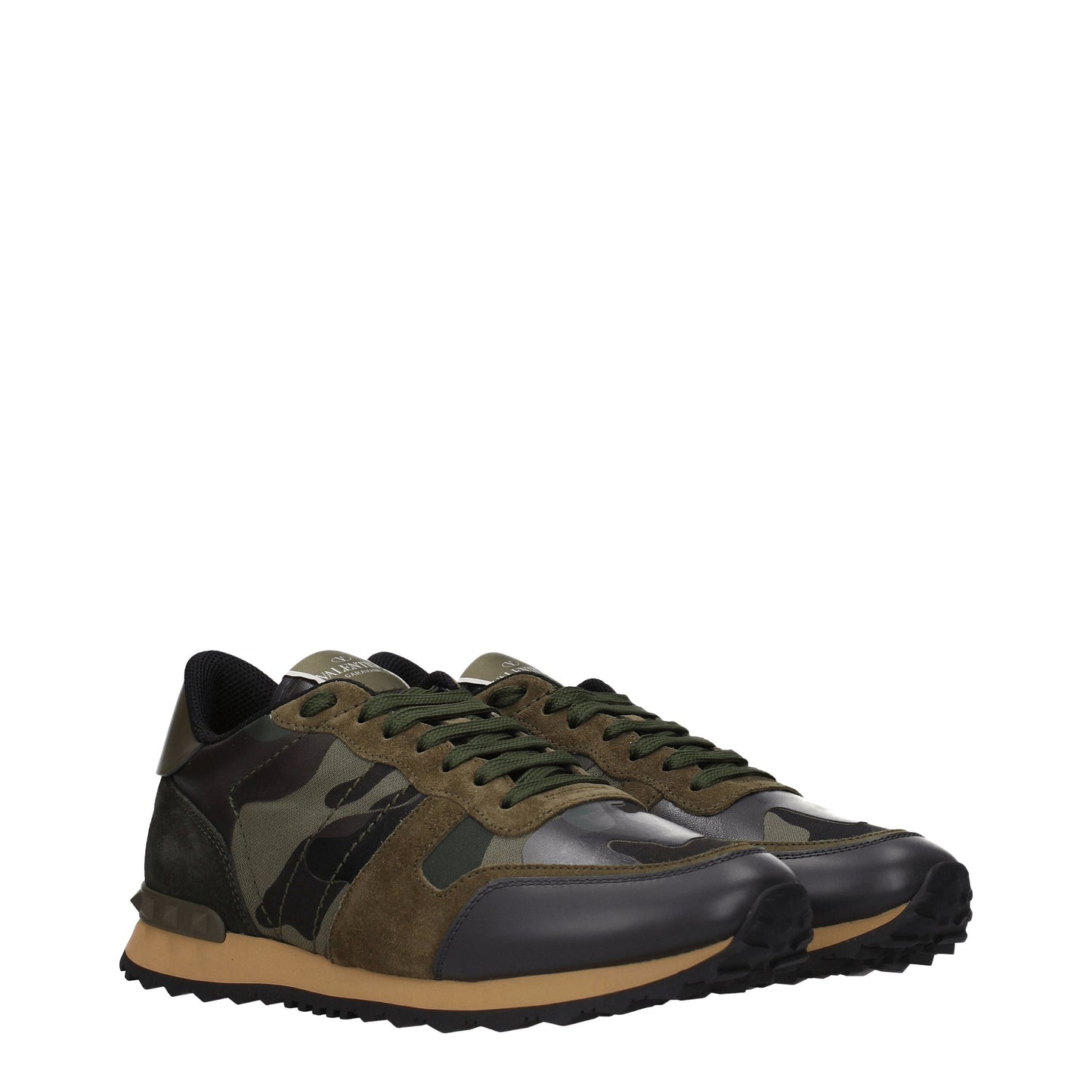 Valentino Garavani Men's Sneakers in Leather Green/Military Green