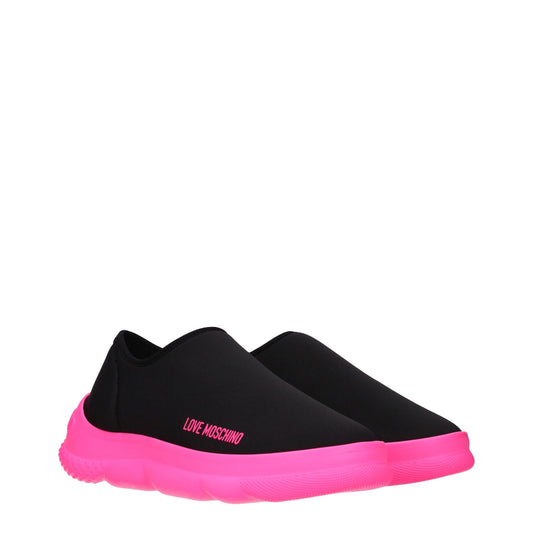 Love Moschino Women's Slip-ons in Fabric  Black/Fluo Pink