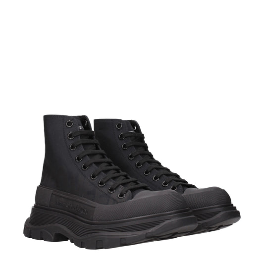 Alexander McQueen Men's Sneakers in Fabric  Black/Black