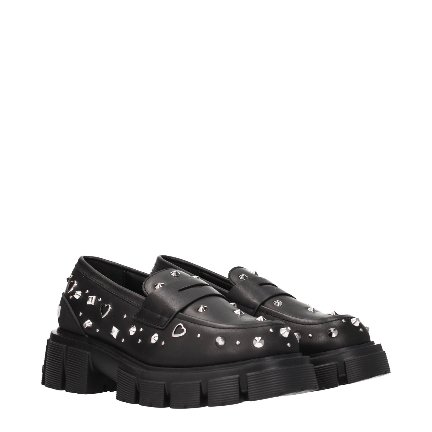 Love Moschino Women's Loafers in Leather Black