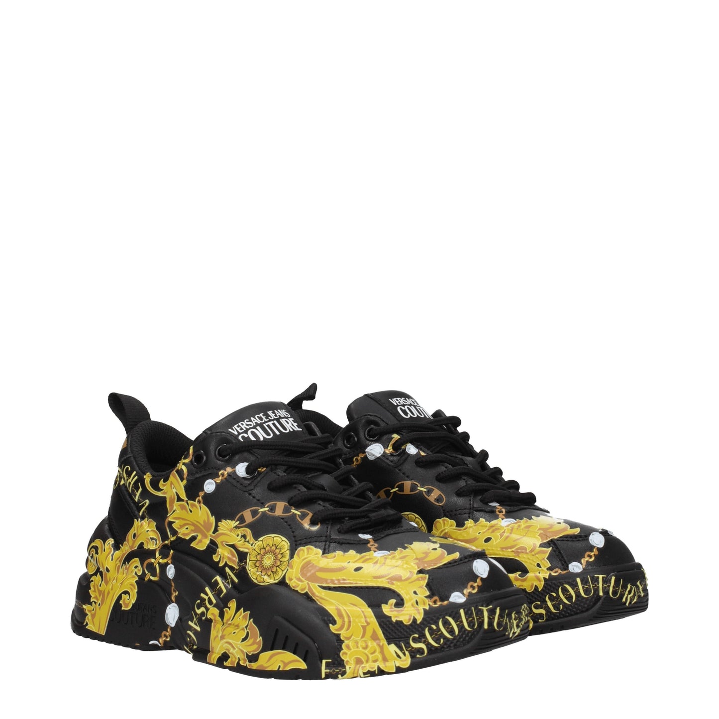 Versace Jeans Women's Sneakers in Leather Black/Gold