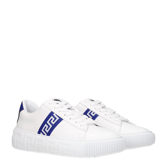 Versace Men's Sneakers in Leather White/Blue