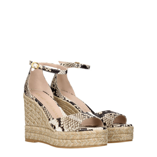 Stuart Weitzman Women's Wedges in Leather Beige