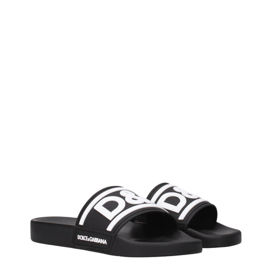 Dolce&Gabbana Sandals & Slippers Men Rubber Black/White