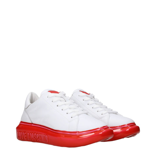 Love Moschino Women's Sneakers in Leather White/Red