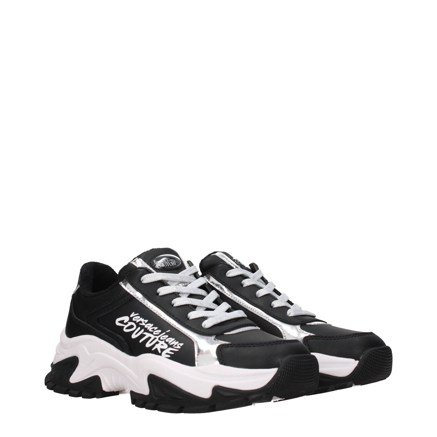 Versace Jeans Women's Sneakers in Leather Black/Silver