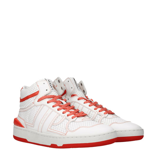 Lanvin Men's Sneakers in Leather White/Orange