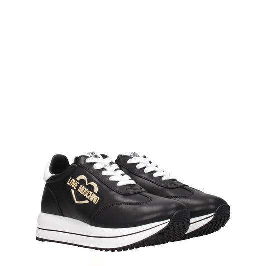 Love Moschino Women's Sneakers in Leather Black/White