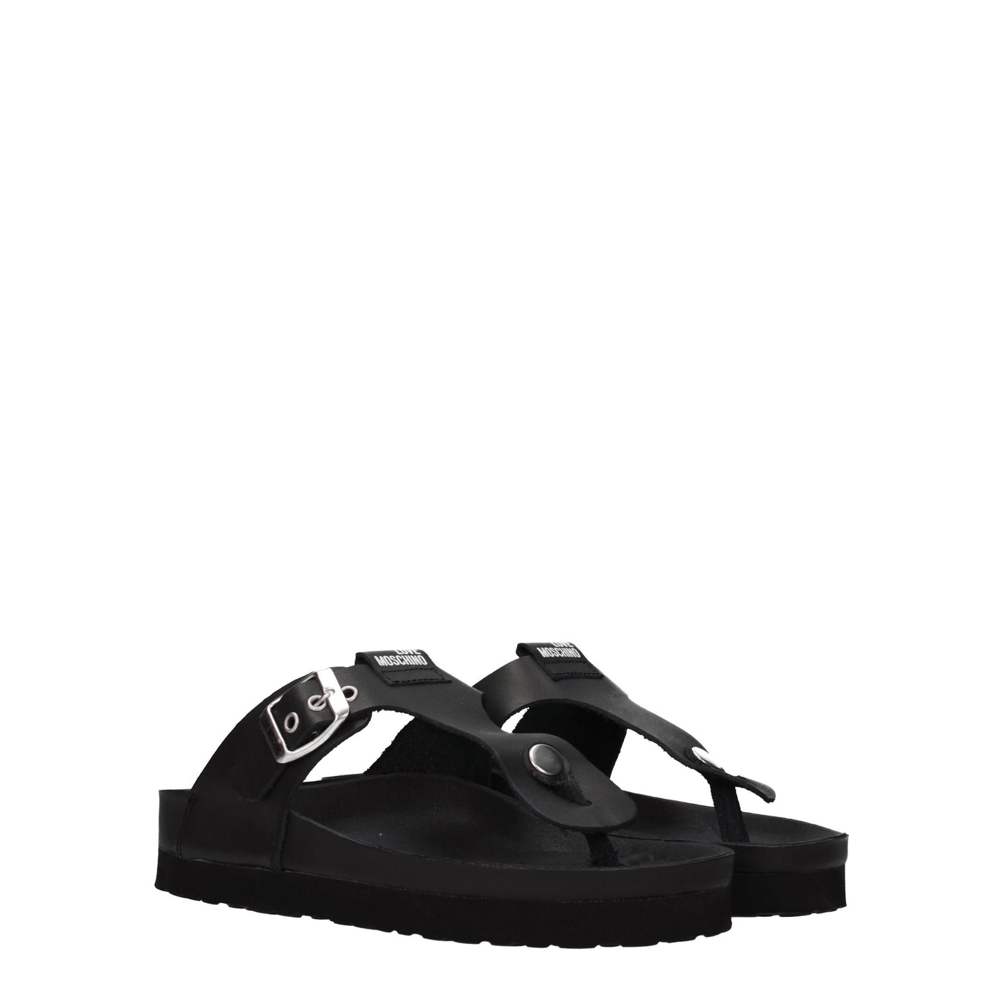 Love Moschino Women's Flip Flops in Leather Black