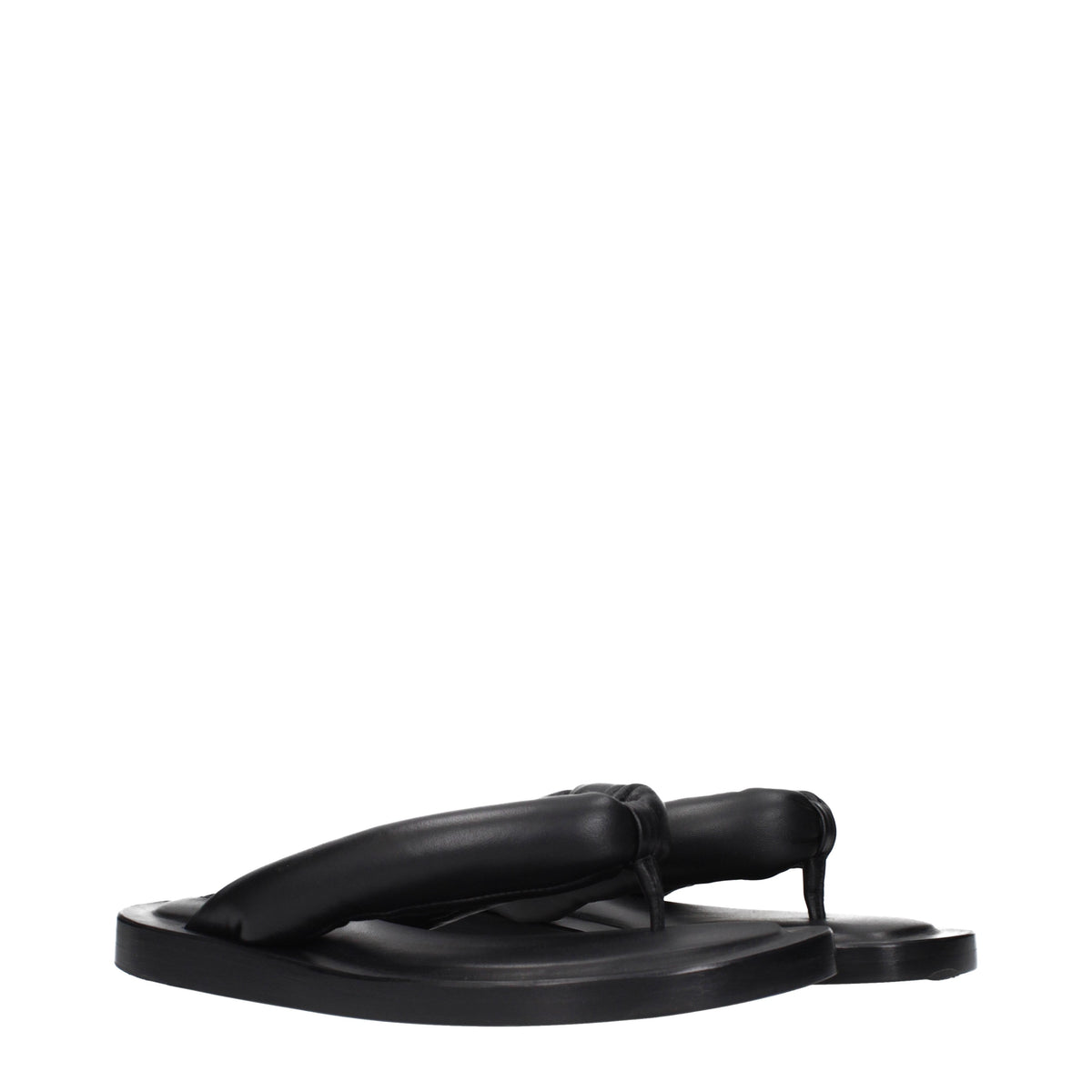 Jil Sander Flip Flops Women Leather Black
