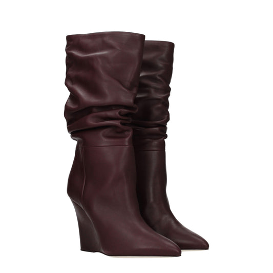 Paris Texas Women's Boots in Leather Red/Marsala