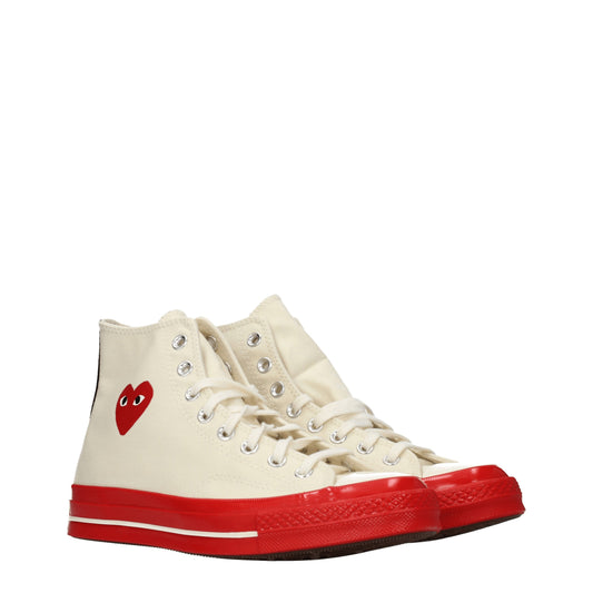 Comme des Garçon Men's Sneakers in Fabric  Beige/Red