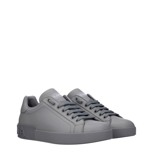 Dolce&Gabbana Men's Sneakers in Leather Gray/Anthracite