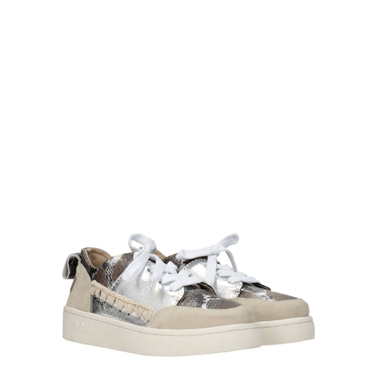 Mou Women's Sneakers in Leather Gray/Silver