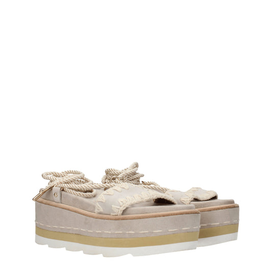 Mou Women's Sandals in Suede Beige/Light Beige