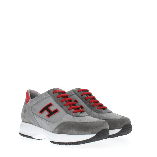 Hogan Men's Sneakers in Fabric  Gray/Red