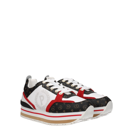 Pollini Women's Sneakers in Fabric  White/Red