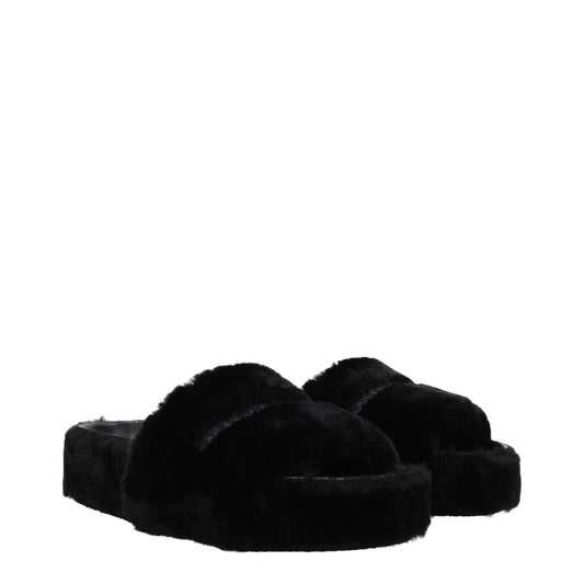 Stella McCartney Women's Sandals & Slippers in Eco Fur Black