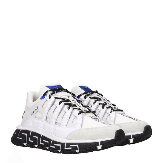 Versace Men's Sneakers in Suede White/Blue Navy