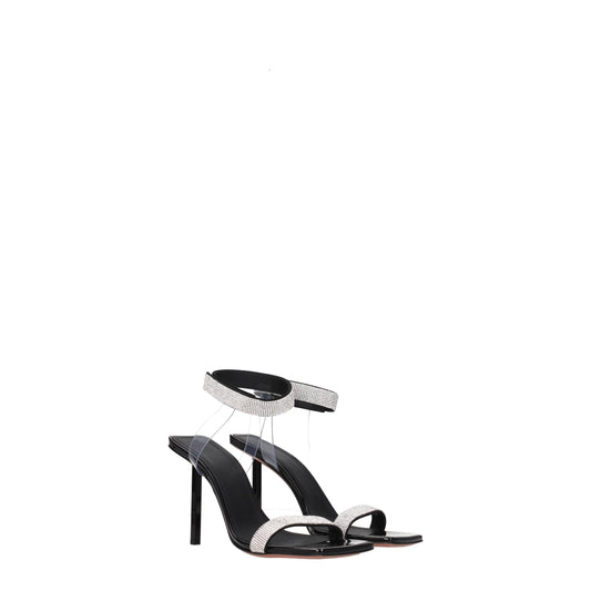 Amina Muaddi Women's Sandals in Crystal Black/Silver