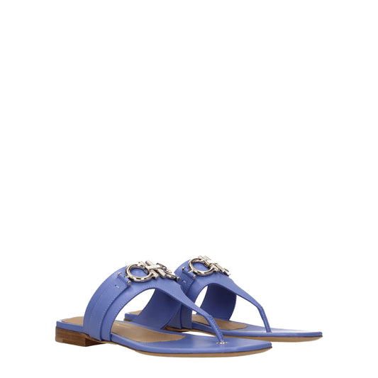 Salvatore Ferragamo Women's Flip Flops in Leather Violet/Lilac