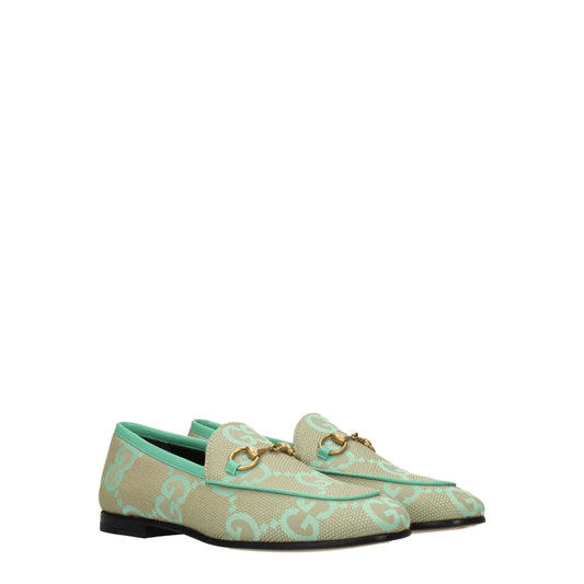 Gucci Women's Loafers in Fabric  Beige/Teal