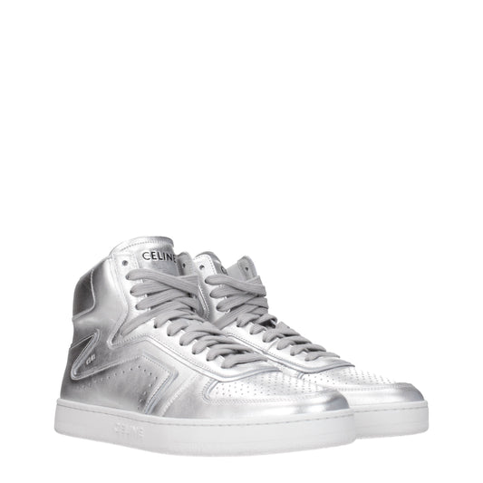 Celine Men's Sneakers in Leather Silver