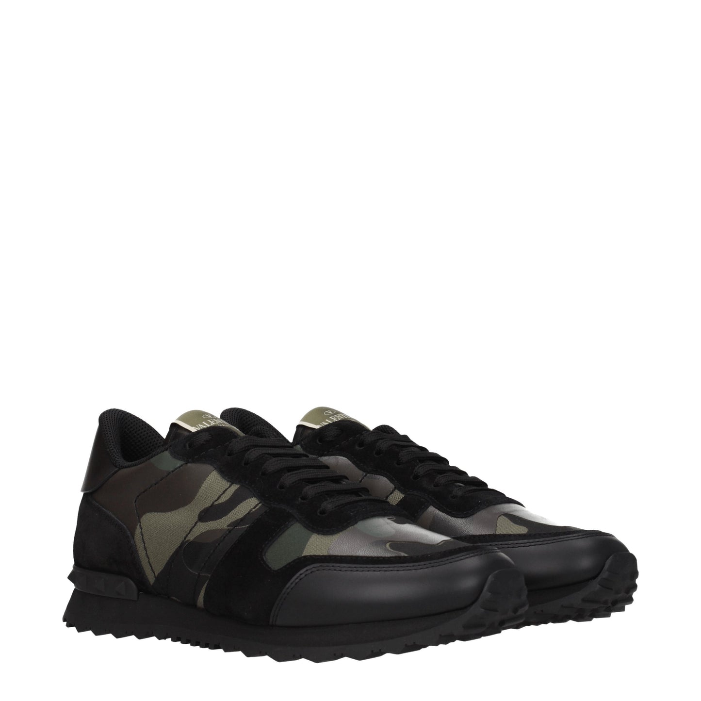 Valentino Garavani Men's Sneakers in Leather Black/Military Green