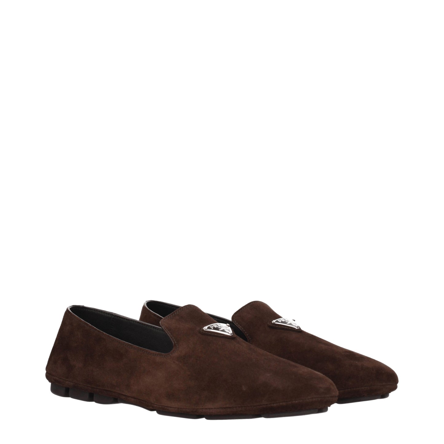 Prada Men's Loafers in Suede Brown/Dark Brown