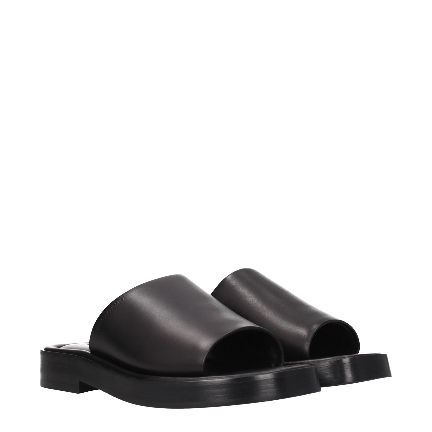 Salvatore Ferragamo Sandals & Slippers Men Leather Black