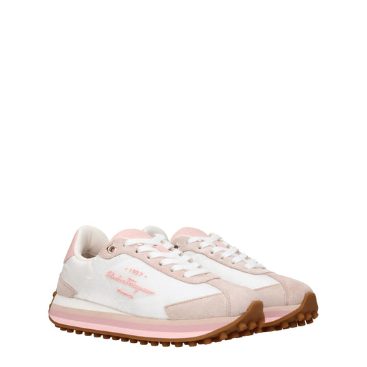 Salvatore Ferragamo Women's Sneakers in Fabric  White/Pink