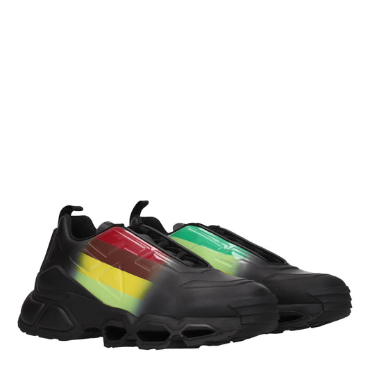 Prada Men's Sneakers in Leather Black/Apple