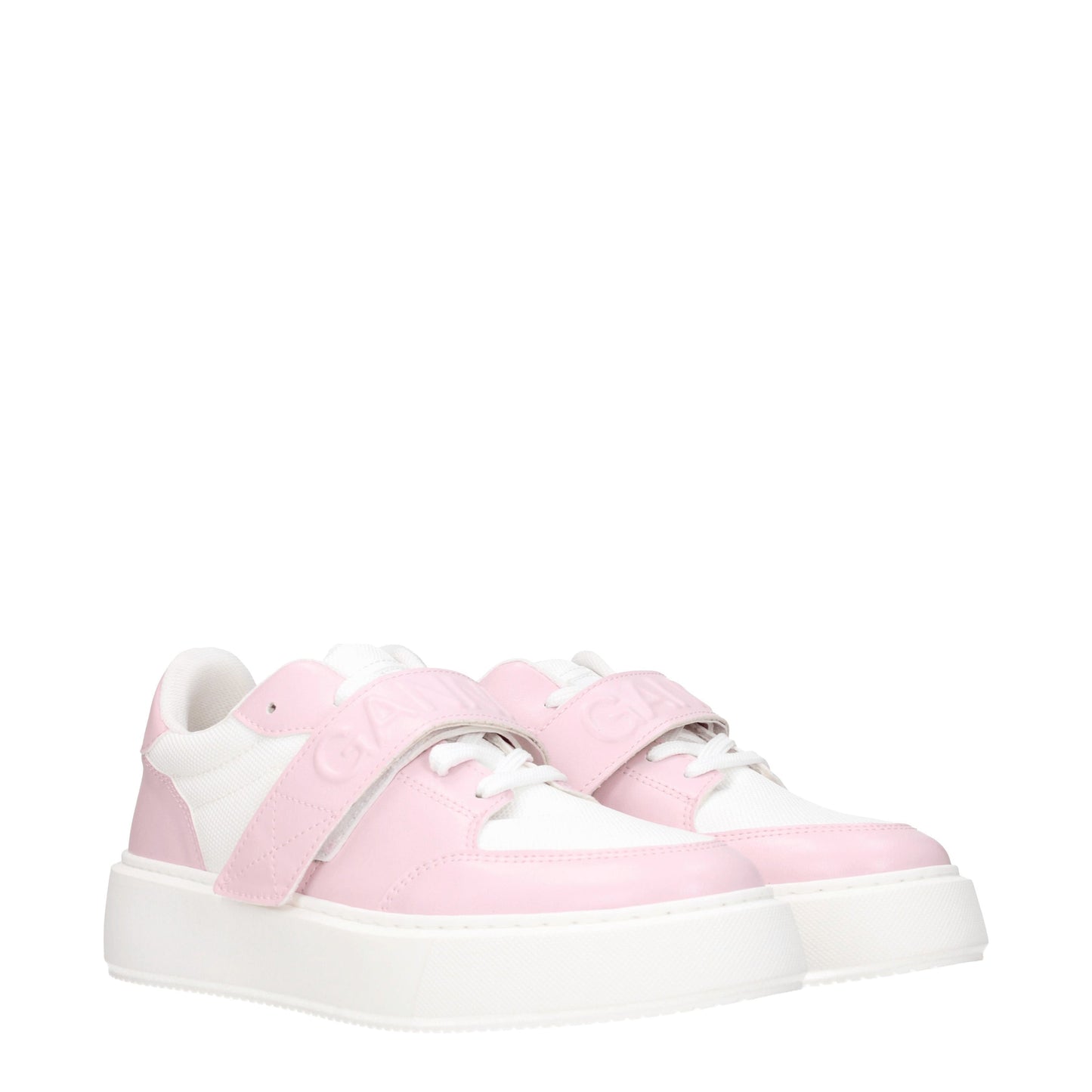 Ganni Women's Sneakers in Leather Pink/White