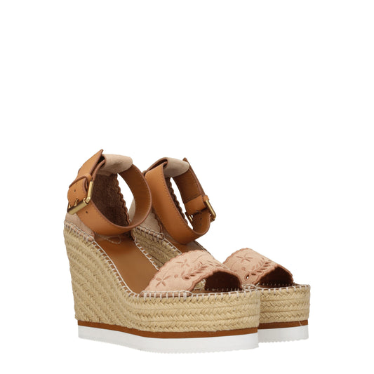 See by Chloé Women's Wedges in Suede Beige/Powder Pink