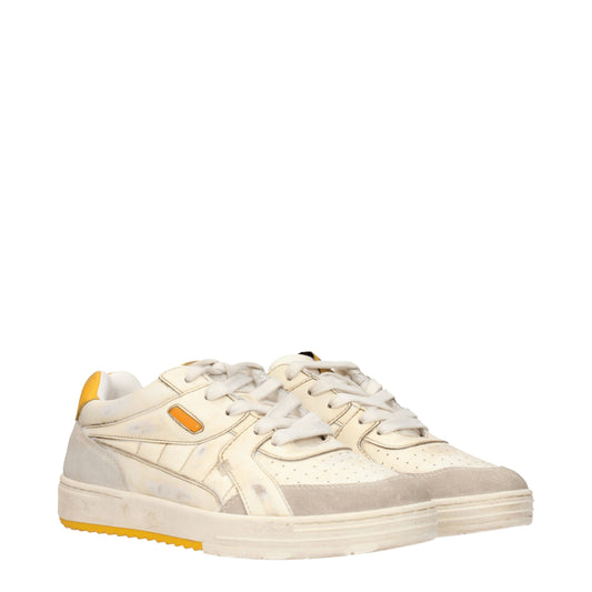 Palm Angels Men's Sneakers in Leather Beige/Yellow