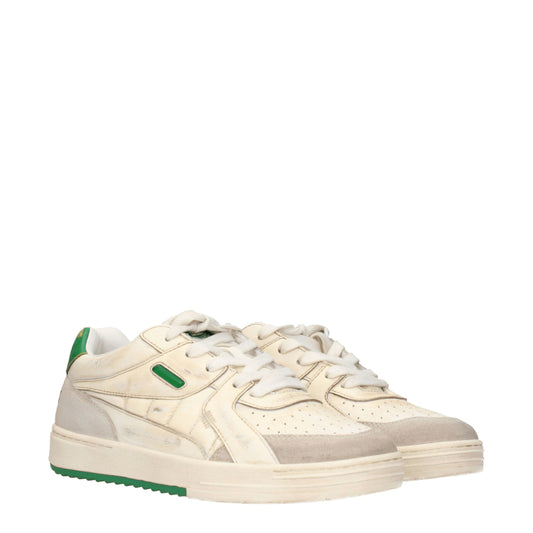 Palm Angels Men's Sneakers in Leather Beige/Green