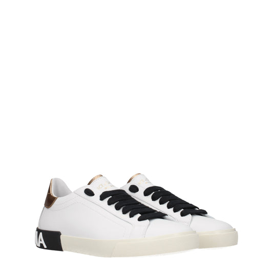 Dolce&Gabbana Women's Sneakers in Leather White/Gold