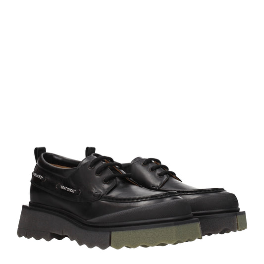 Off-White Men's Lace ups in Leather Black/Military Green