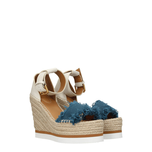 See by Chloé Women's Wedges in Leather Beige/Oil Blue