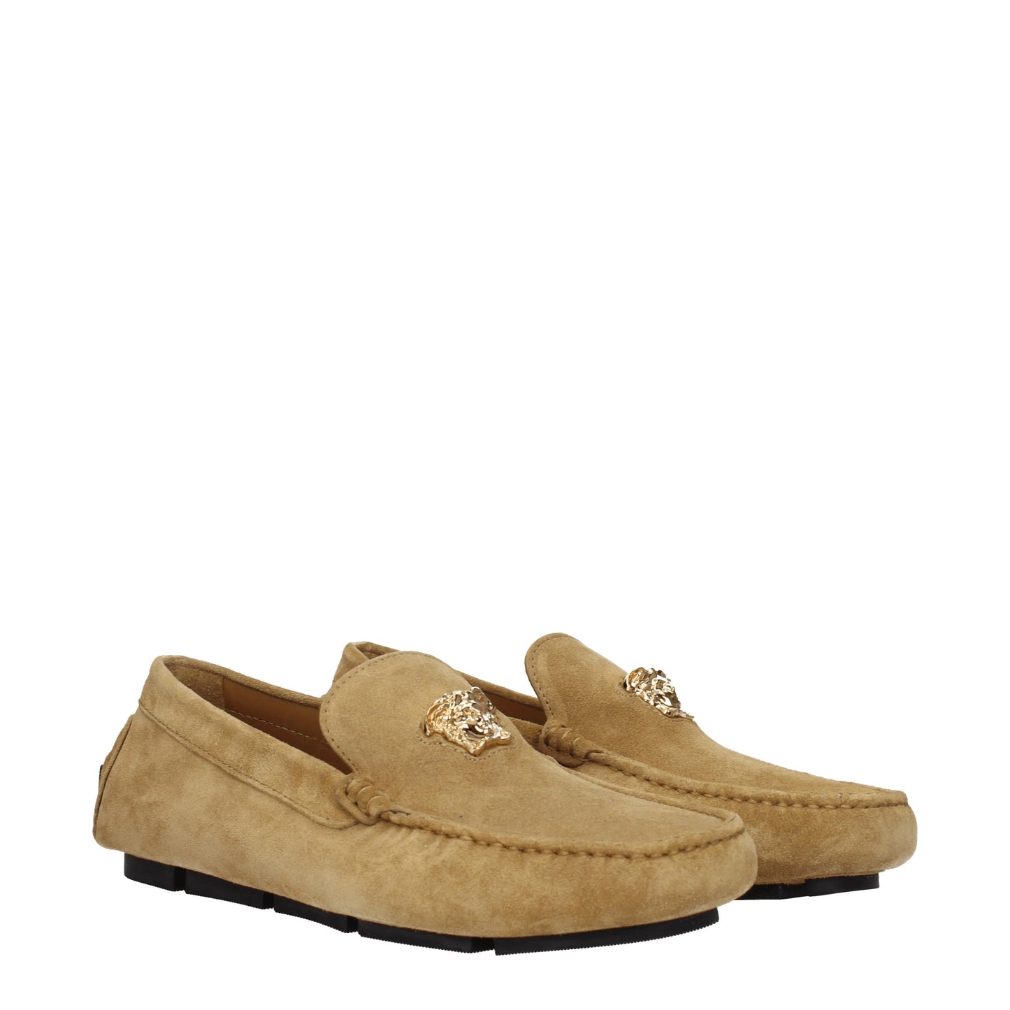 Versace Men's Loafers in Suede Beige/Sand