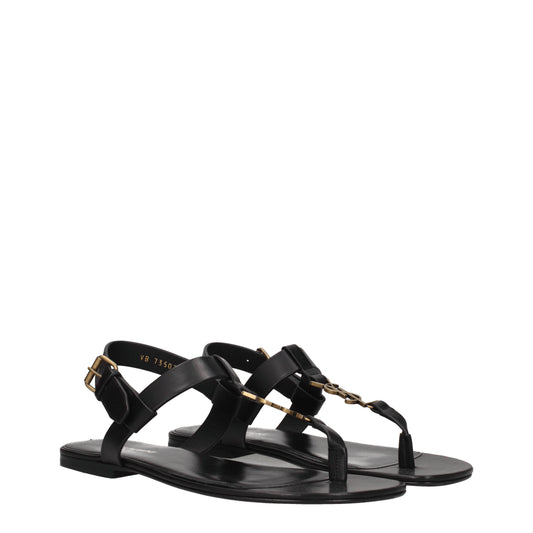 Saint Laurent Men's Sandals in Leather Black