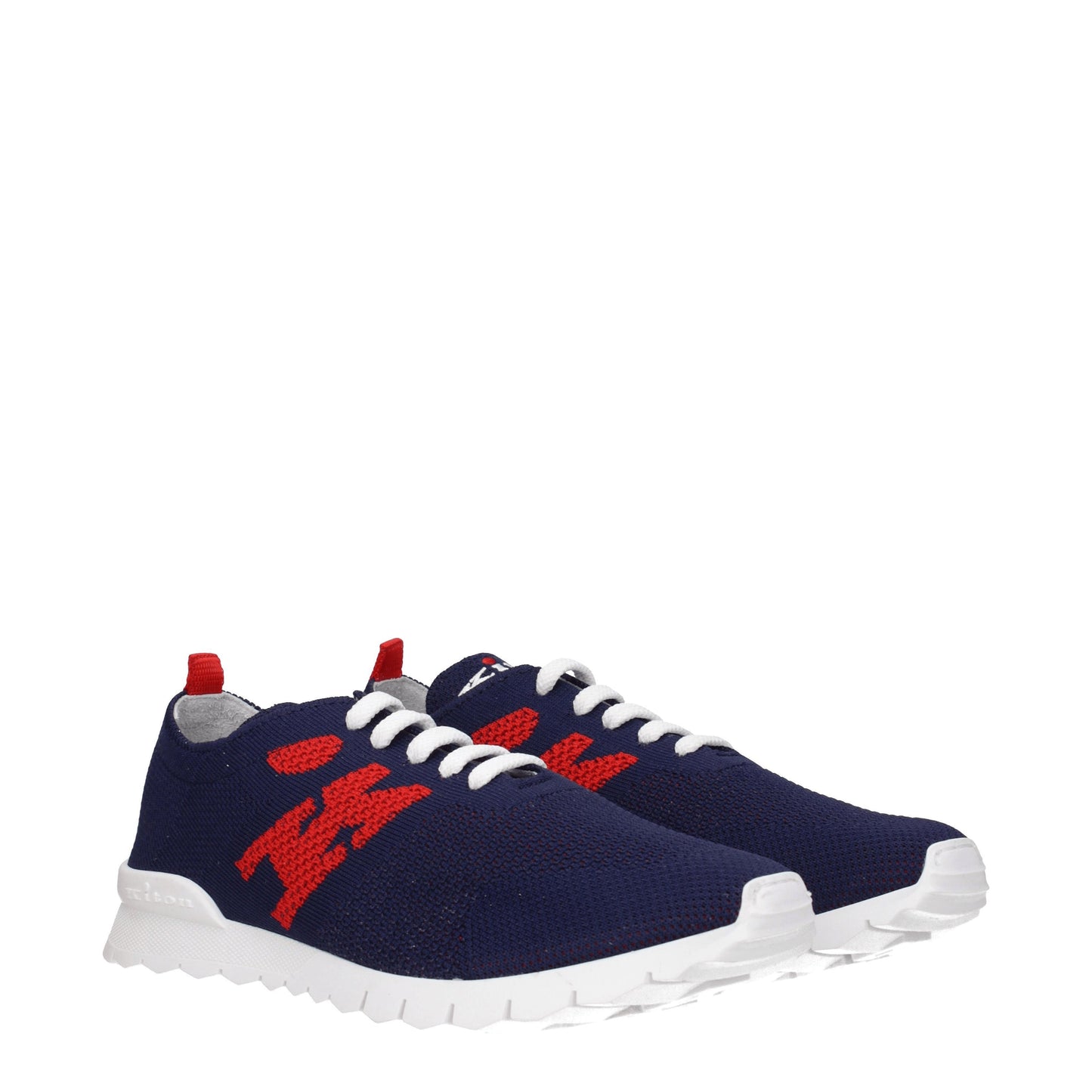 Kiton Men's Sneakers in Fabric  Blue/Red