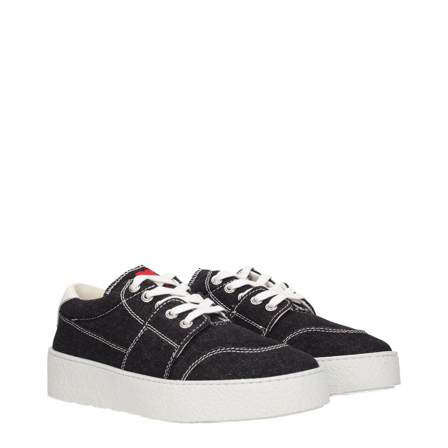 Ami Men's Sneakers in Fabric  Black/White