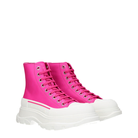 Alexander McQueen Women's Boots in Leather Fuchsia/Magenta