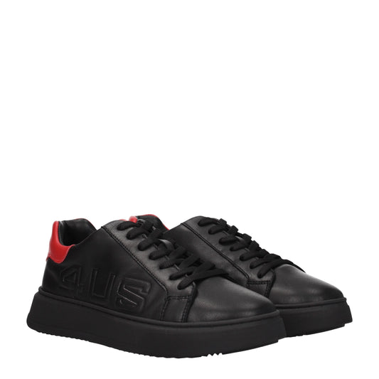 Cesare Paciotti Men's Sneakers in Leather Black/Red