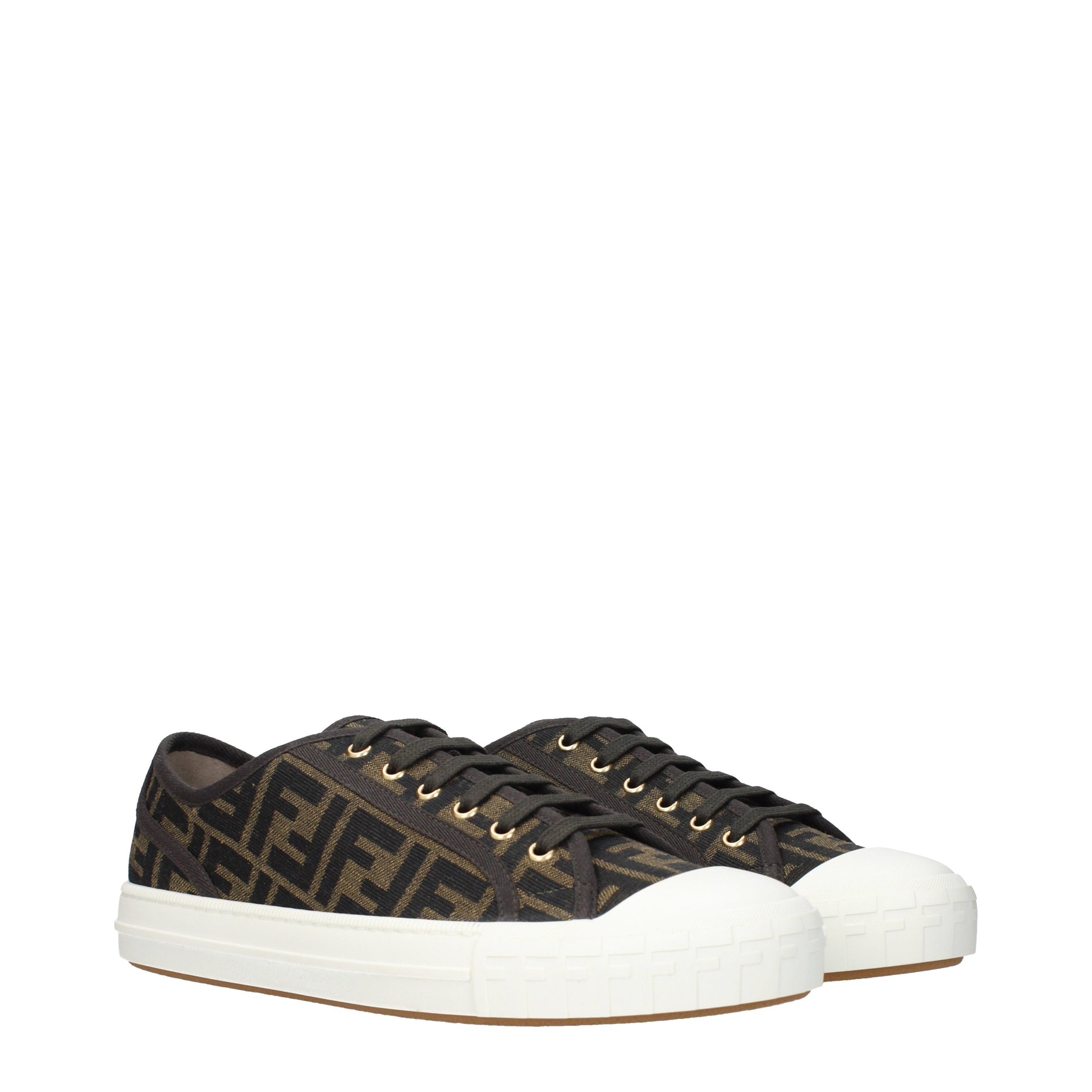 Fendi Sneakers Men Fabric  Brown/Tobacco