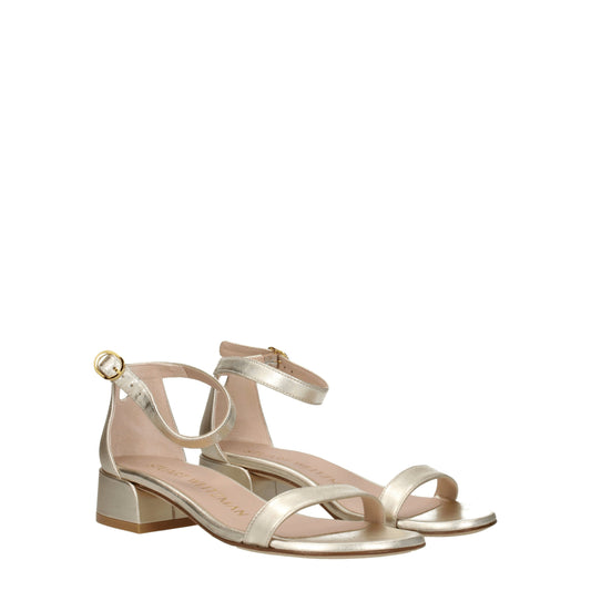 Stuart Weitzman Women's Sandals in Leather Gold/Metallic Platinum