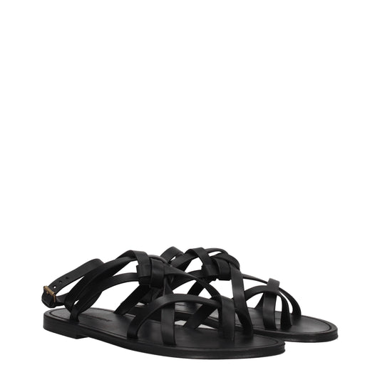 Saint Laurent Men's Sandals in Leather Black