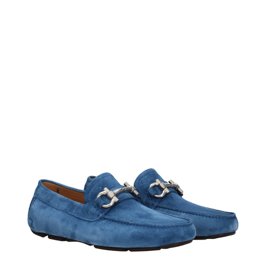 Salvatore Ferragamo Men's Loafers in Suede Blue/Cerulean